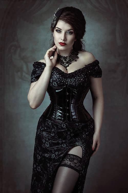 Underbust corset type gothic en vinyl