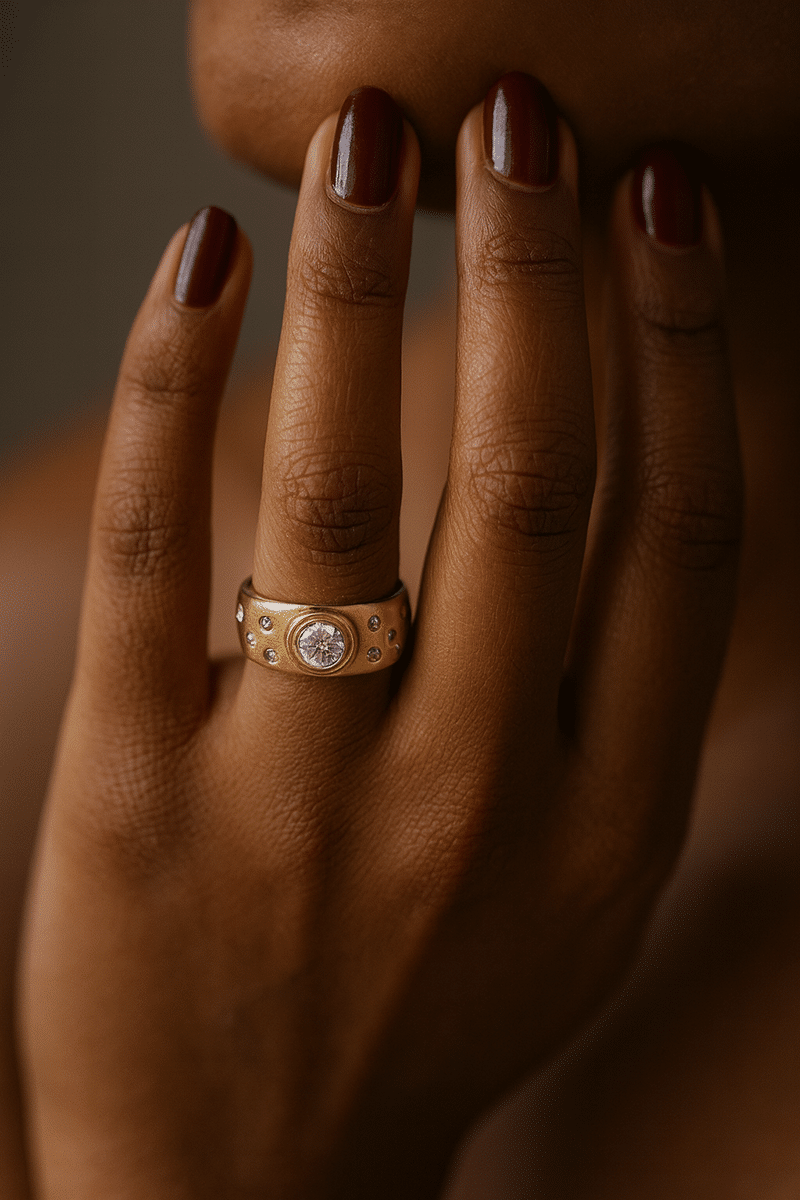 Bague en or jaune sertie de diamants